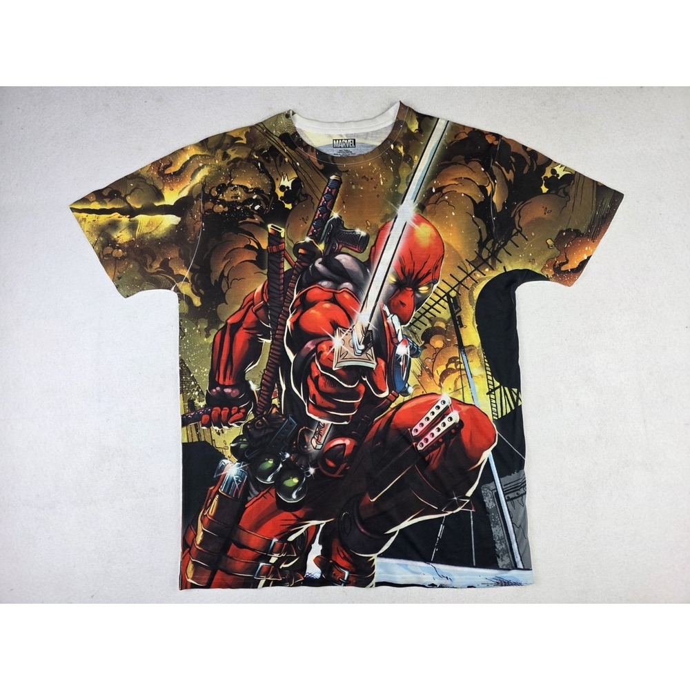 Marvel Comics Deadpool AOP All Over Print Vintage Style Shirt‎ Size Large